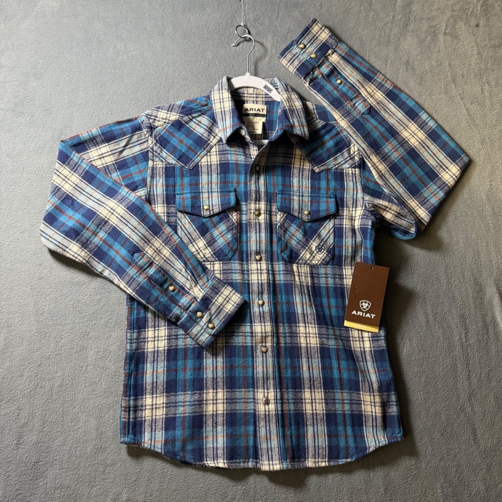 Ariat Huntleigh Retro Snap Men S Blue Plaid Western Flannel Shirt 10041772